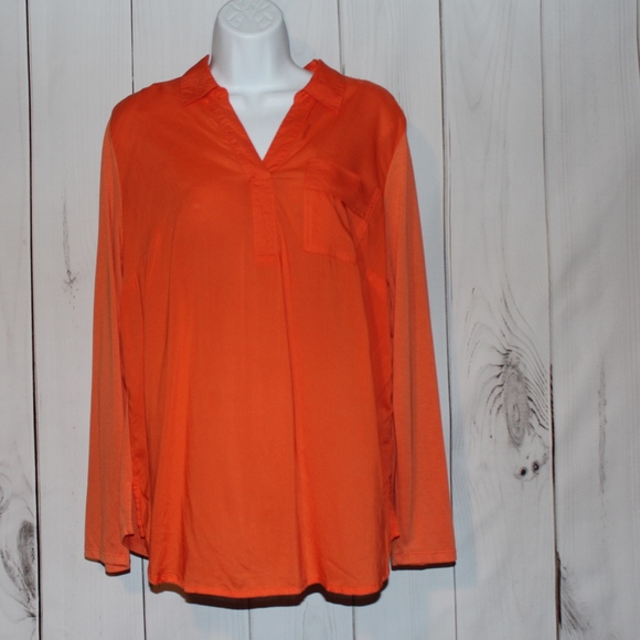 Liz Claiborne Tops - Liz Claiborne Orange Pocket Blouse sz Large